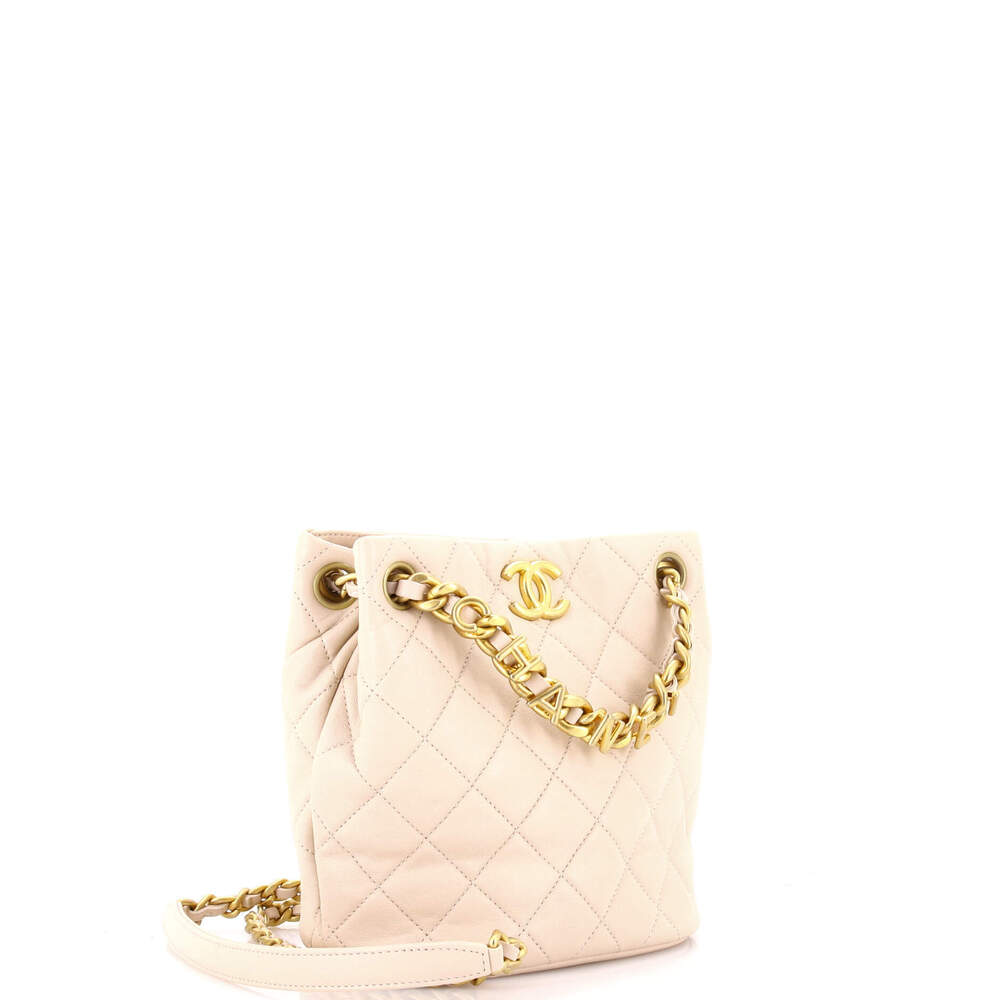 Chanel Logo Letters Drawstring Chain Bucket Bag - Picture 2 of 5